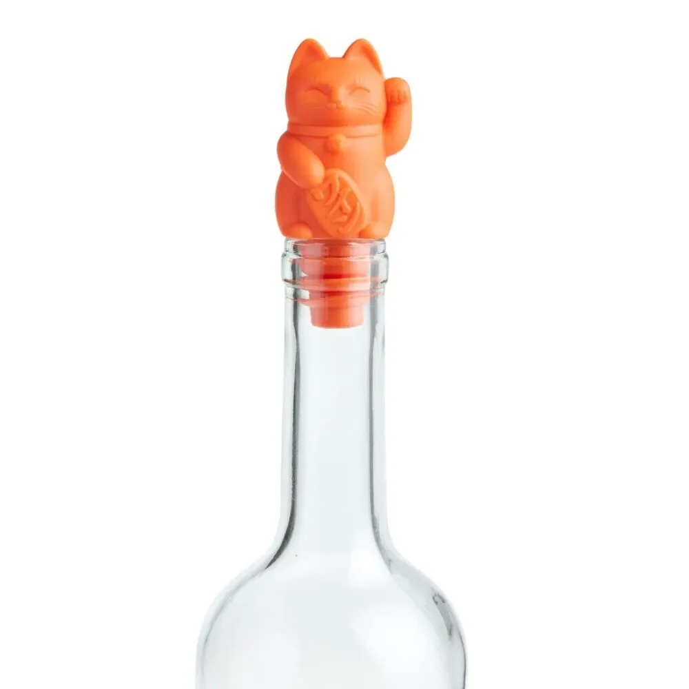🆕 Fred Feline Lucky Cat Bottle Stopper 😻